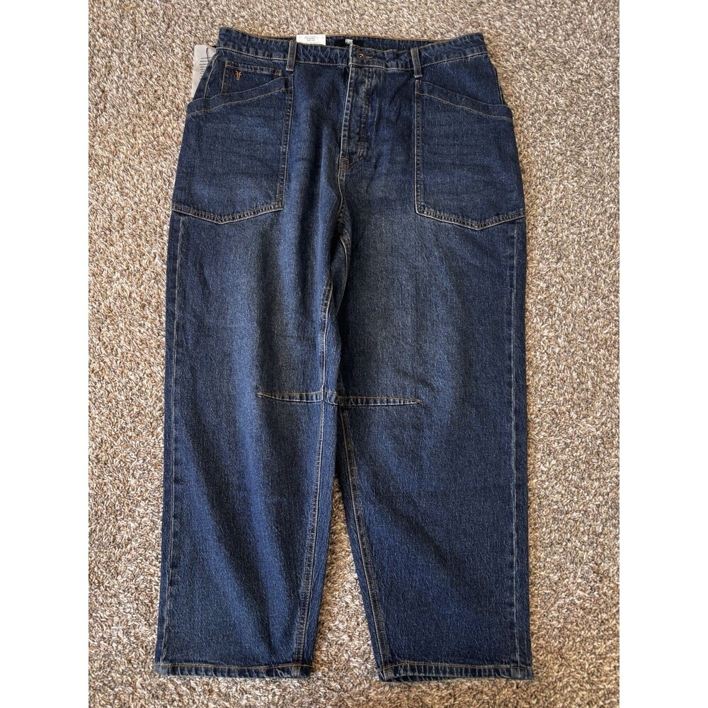Frye Womens Barrel Jeans Size 14 Medium Wash High Rise Utility NWT - Picture 2 of 14